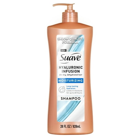 Suave Hyaluronic Infusion Moisturizing Shampoo for Dry Dehydrated Hair, 28 oz