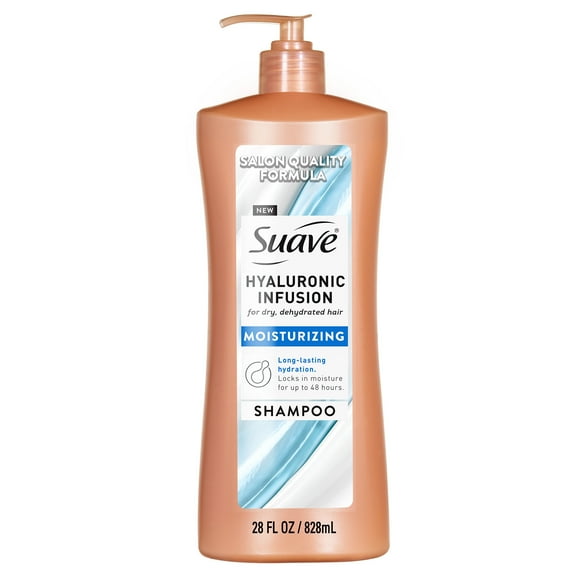 Suave Hyaluronic Infusion Moisturizing Shampoo for Dry Dehydrated Hair, 28 oz