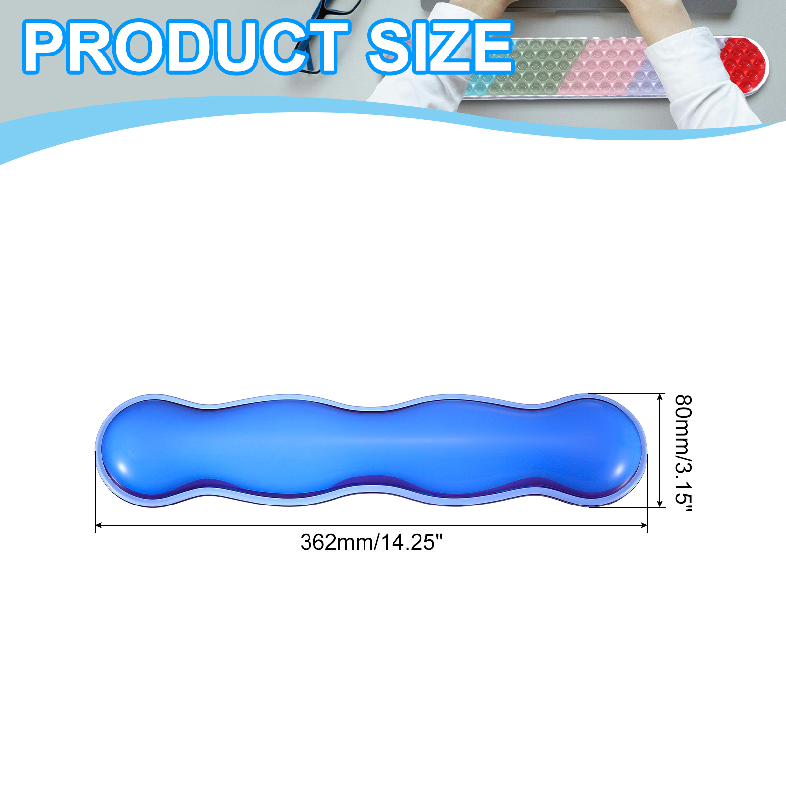 Uxcell Gel Wrist Rest, Gel Mouse Pad Mouse Wrist Support for Keyboard and Mouse Ergonomic,Keyboard Pad Blue
