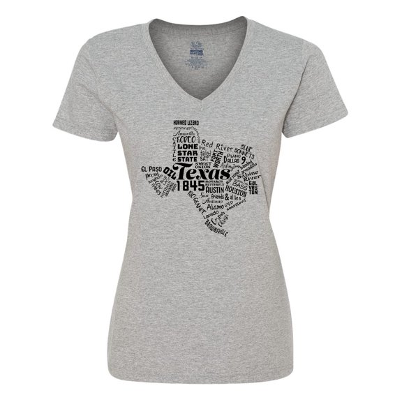 Inktastic Texas Word Salad- State Outline Women's V-Neck T-Shirt