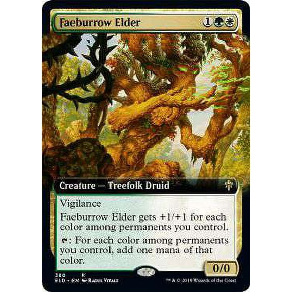 MtG Throne of Eldraine Rare Faeburrow Elder (Extended Art) #380