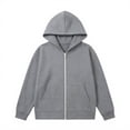 thumbnail image 2 of Girls' Jackets Solid Print Pocket Hooded Long Sleeve Zipper Jacket for Everyday Wear Grey 5 Years-6 Years, 2 of 6