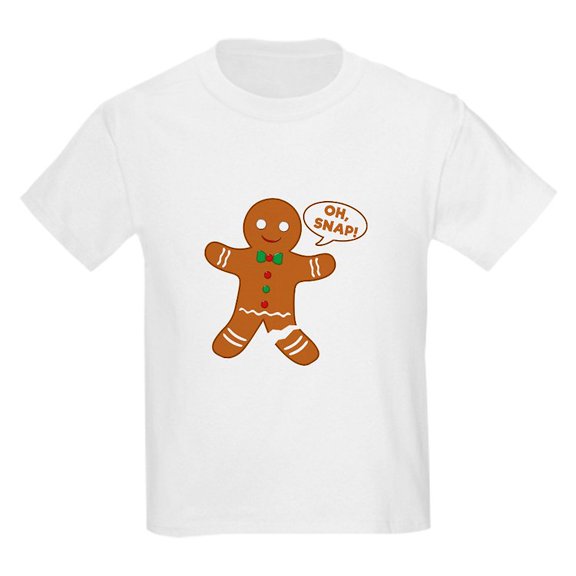 CafePress - Oh Snap Gingerbread Man Kids Light T Shirt - Light T-Shirt Kids XS-XL