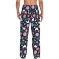 thumbnail image 3 of Uemuo Floral Rabbit Pattern Men's Wide Leg Palazzo Lounge Pants with Pockets Light Weight Loose Comfy Casual Pajama Pants-XX-Large, 3 of 9