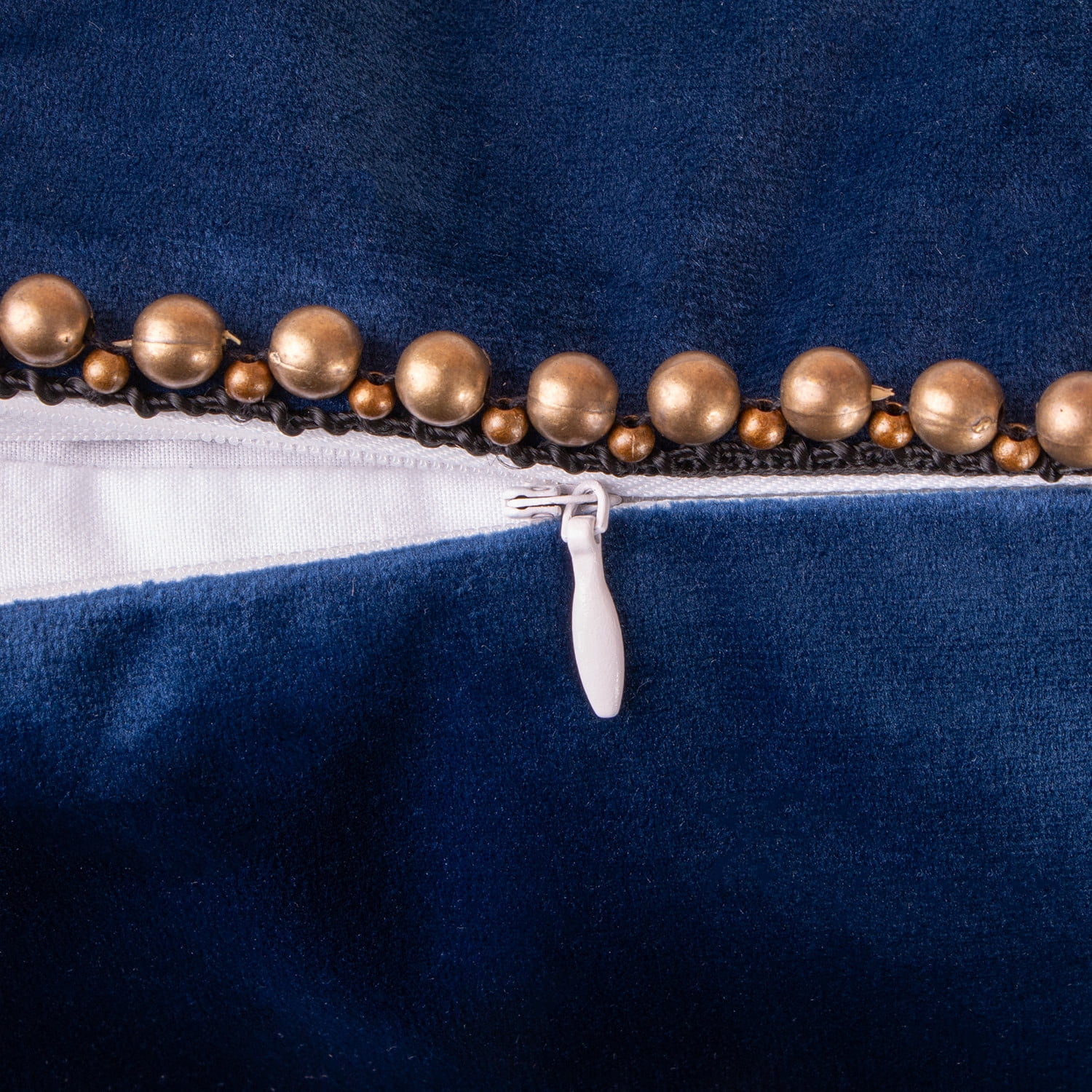 Phantoscope Particles Trimmed Soft Velvet Throw Pillow, 18" x 18", Navy Blue with Bronze Particles, 1 Pack