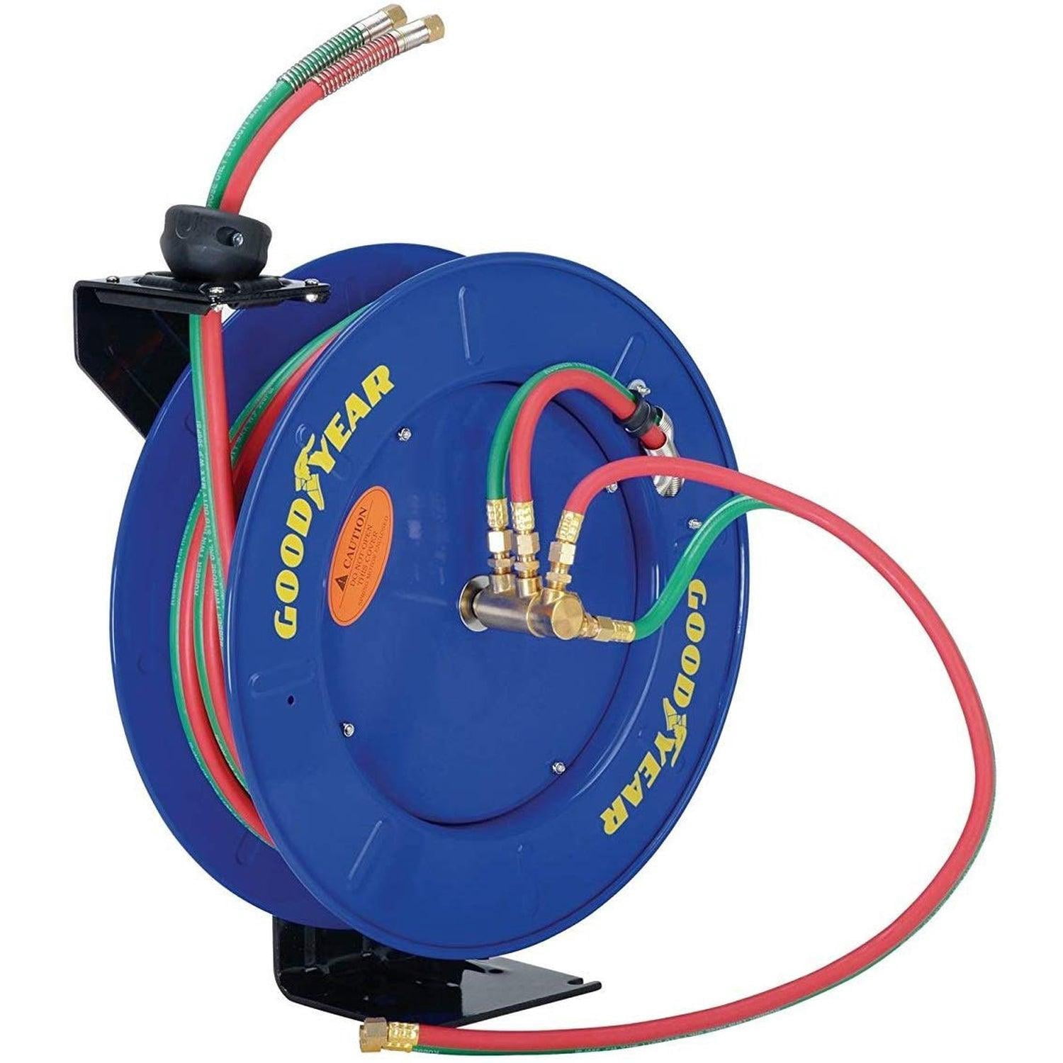 GOODYEAR Spring Driven Steel Retractable Hose Reel (1/4 in. x 50 ft.- Welding Reel)
