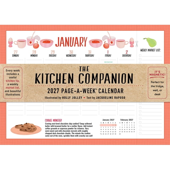 The Kitchen Companion Page-A-Week Calendar 2027: It's Magnetic! Perfect for the Fridge, Wall, or Desk, (Paperback)