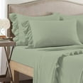 thumbnail image 2 of 4 Piece Corner Ruffle Sheet Set, 3" Inch Corner Ruffle On Flat Sheet, 15 Inch Deep Pocket, 100% Egyptian Cotton, 800 TC, Queen Size, Solid Light Sage, 2 of 6