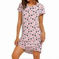 thumbnail image 3 of XIAONU Womens Nightshirts Summer Thin Trendy Short Sleeve Floral Nightgown Baggy Oversized Pleasure Round Neck Sleepwear Homewear, 3 of 5