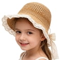 thumbnail image 2 of Baby Toddler Girls Wide Brim Sun Hat Floppy Design Summer Outdoor Beach Visor Cap Sun Protection Hat Coffee 2 Years-7 Years, 2 of 5