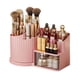 thumbnail image 1 of Caja de almacenamiento de cosméticos giratoria de 360 grados, organizador de maquillaje con portabrochas, cajón transparente, diseño vertical grande., 1 of 8
