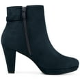 thumbnail image 6 of Unique Bargains Women's Platform Side Zipper Chunky Heel Ankle Boots Navy Blue 6, 6 of 7