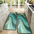 thumbnail image 4 of Kitchen Rugs Sets Of 2,Teal Marble Gold Wave Pattern Anti Fatigue Kitchen Mat Rugs Non Slip Washable,Decorative Kitchen Floor Mats for Kitchen,Sink,Laundry,17"x47"+17"x47", 4 of 5