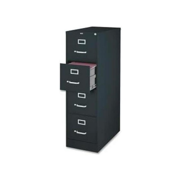 Lorell Vertical File Cabinet - 4-Drawer - 18" x 26.5" x 52" - 4 x Drawer(s) for File - Legal - Vertical - Lockable, Ball-bearing Suspension, Heavy Duty - Black - Steel - Recycled