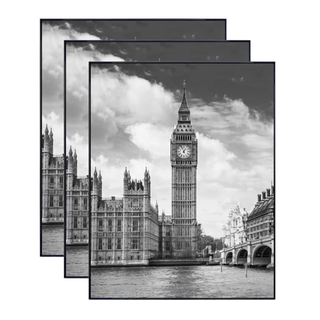 Marco de fotos GoMaize con carga frontal, negro, 28 x 35 cm, juego de 3
