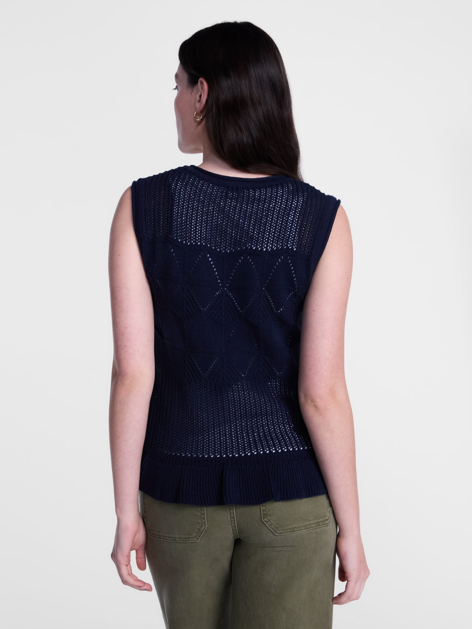 Scenario Women's Texture Peplum Tank Sweater, Lightweight, Sizes XS-XXXL
