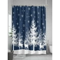 thumbnail image 5 of Christmas Blue Shower Curtain Set, Waterproof Shower Curtains for Bathroom, White Xmas Tree Elk Winter Snowflake Washable Fabric Cloth Bath Curtain for Bathtub Decoration with Hooks 72x78 Inches, 5 of 6
