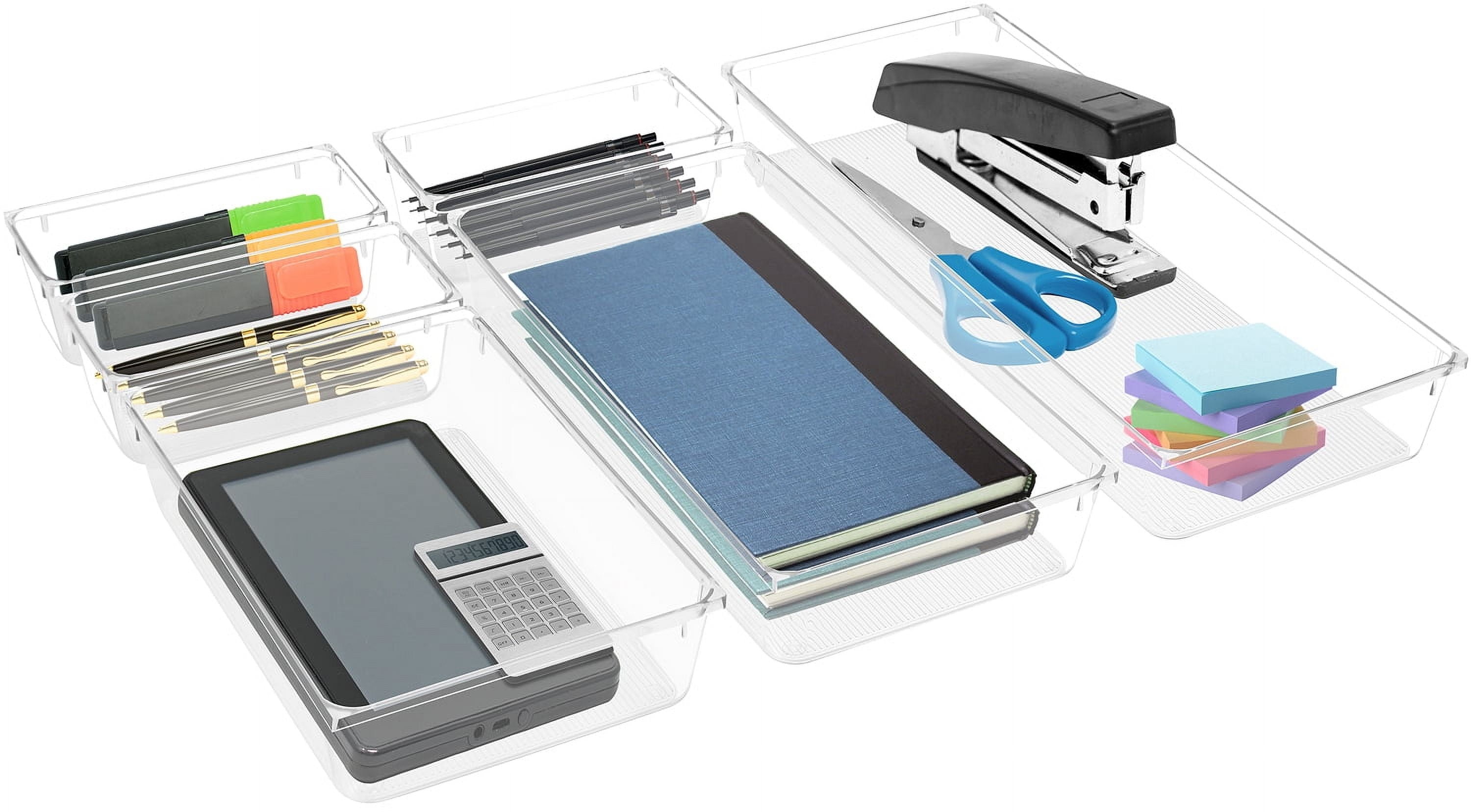 Sorbus Set of 6 Clear Plastic Drawer Storage Organizer Bins - Organization for Beauty, Kitchen, Office