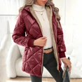 thumbnail image 2 of Womens Sherpa Fleece Lined Jacket Trendy Quilted Zip Up Hooded Winter Warm Parka Coat Outwear with Pockets, 2 of 8