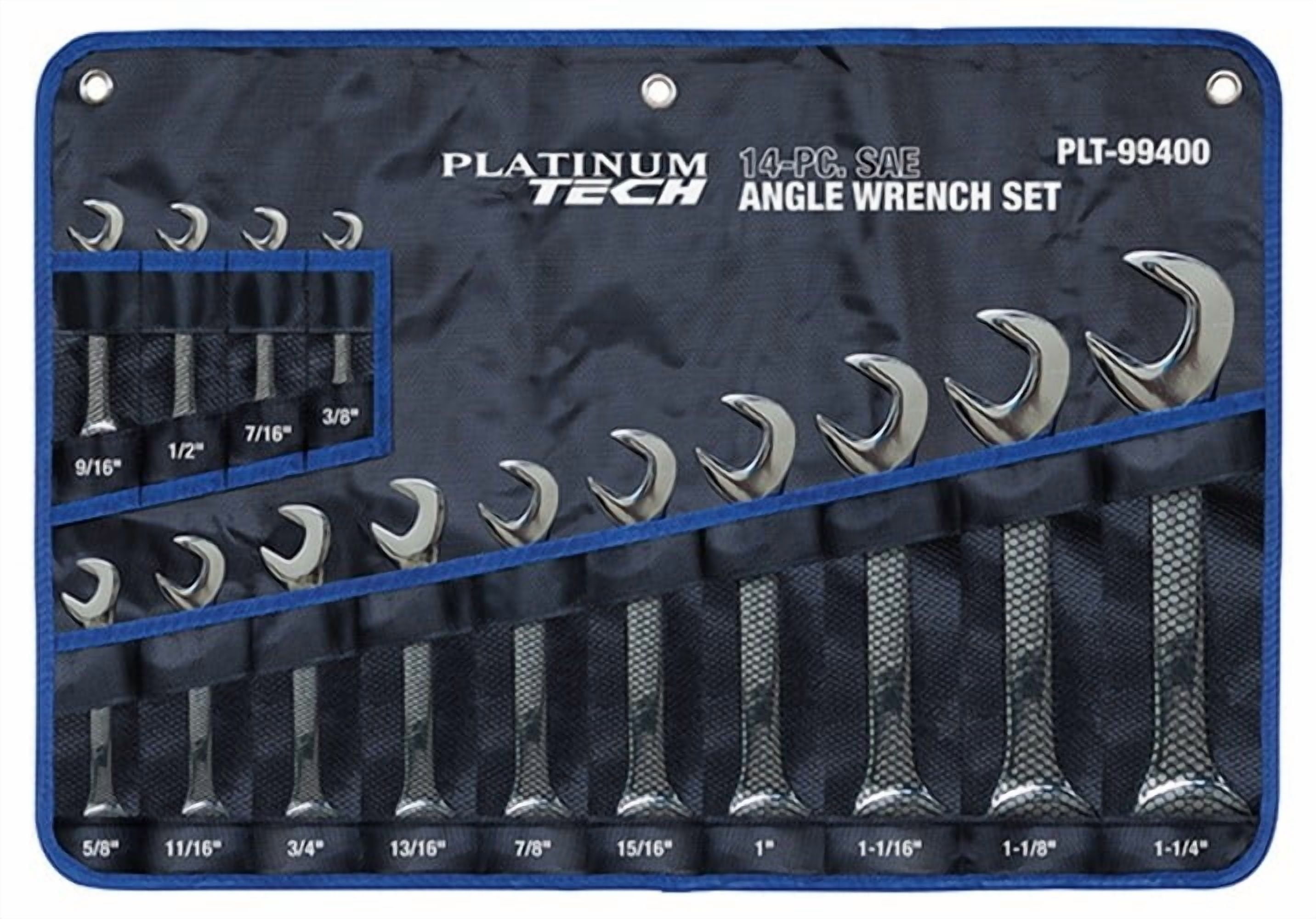 Platinum Tech 99400 14 Pc. SAE Full Polished Angle Wrench Set (15° & 60°) PLT-99400