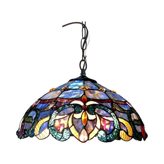 Two Light Ceiling Pendant with Geometric Patterns, Multicolor