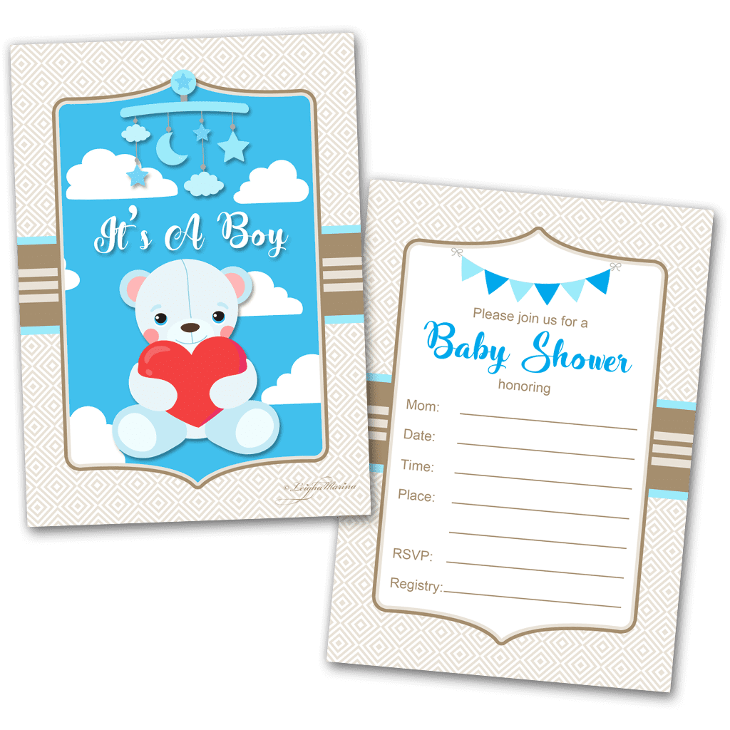 It’s A Boy Baby Shower Invitations 20 Cards & 20 Envelopes