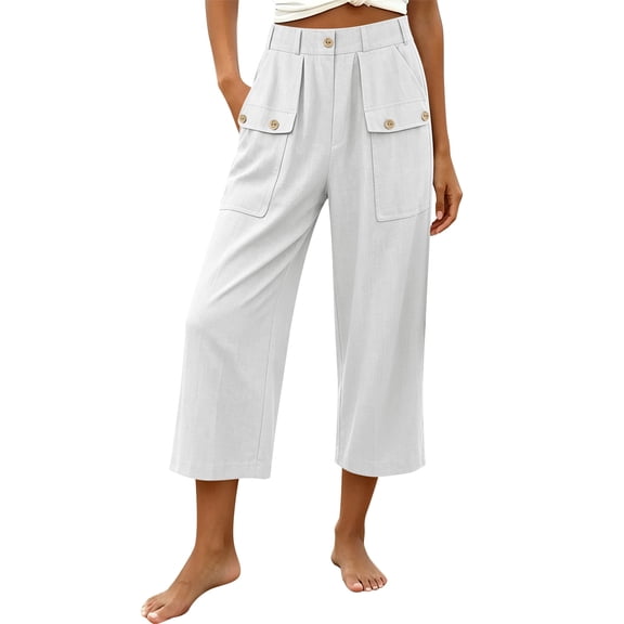 Luvrsol Capris for Women with Pockets Wide Leg Buttery Soft Stretch Casual Lounge Cropped Trousers S-2XL