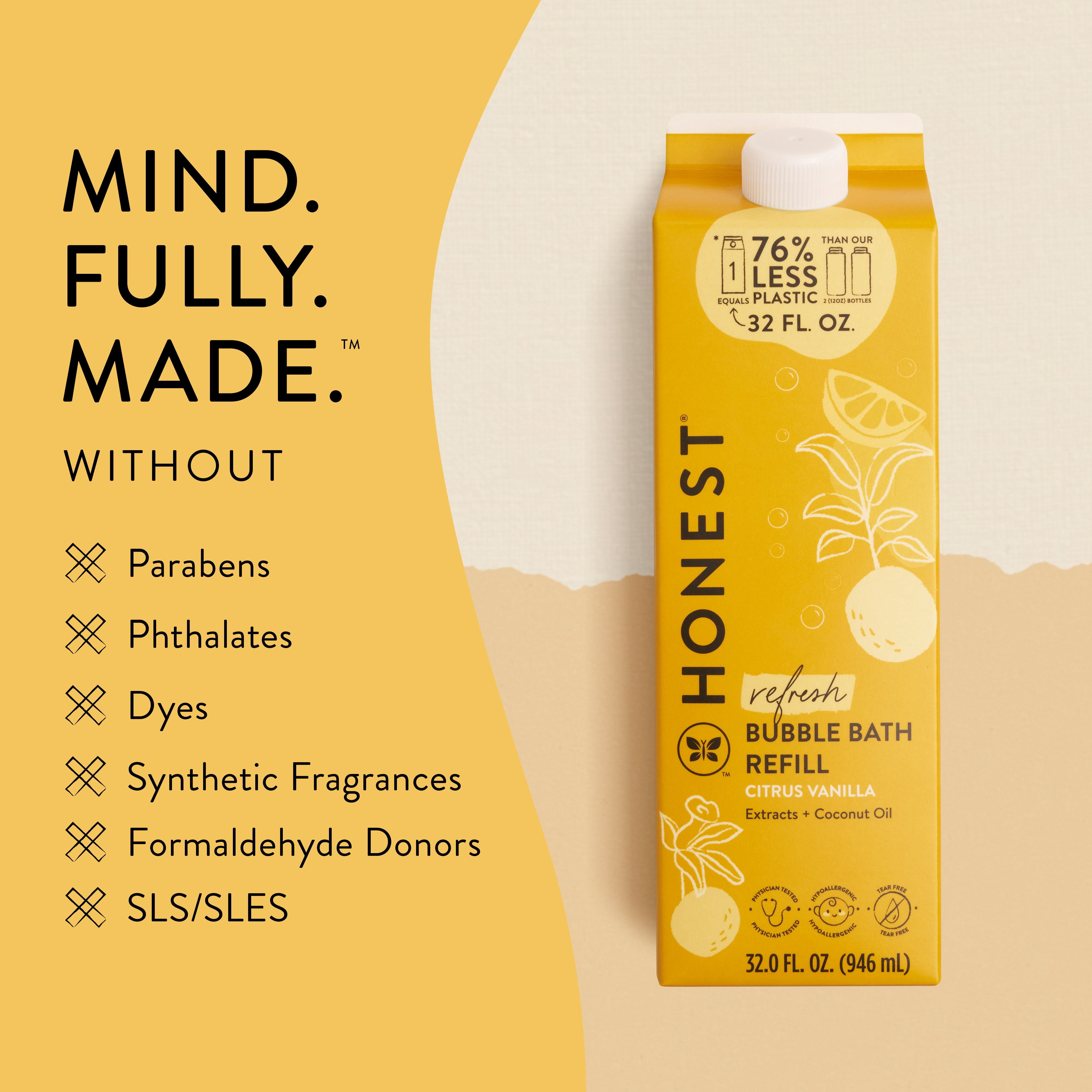 The Honest Company Bubble Bath Carton Refill Citrus Vanilla 32 fl oz