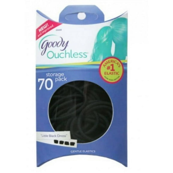 Goody Ouchless Pillow Pack Black Elastics, 4mm, 70 Count Per Pack 3 Packs Gd03688