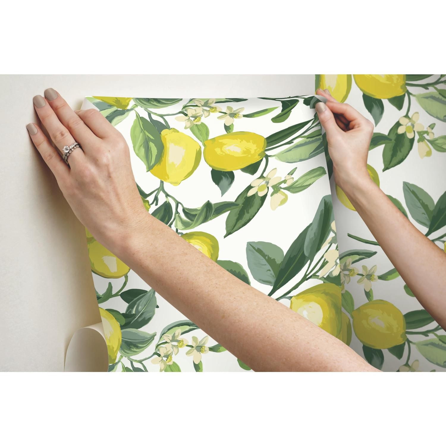 Roommates Lemon Zest Peel & Stick Wallpaper