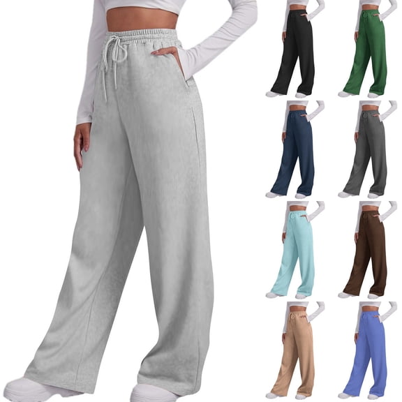 Sakmal Wide Leg Sweatpants for Women Lightweight Plus Size Boyfriend Pants Athletic Running Solid Sweatpants Women 3XL