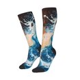 thumbnail image 2 of Fotbe Red And Blue Waves print Women's Men's Novelty Crew Socks Cotton Socks Knee High Socks for Walking,Running,Nurses,Pregnancy, 2 of 8