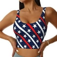 thumbnail image 3 of Goofa Patriotic Star Printed Sports Bras for Women, High Impact Running Bra Workout Crop Tank Tops Longline Sports Bra Push up-Large, 3 of 9