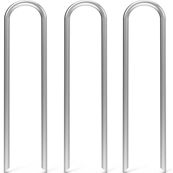 6 Inch 24 Pack U Shaped Garden Stakes, Heavy Duty 11 Gauge Galvanized Drip Irrigation Stakes Landscape Staples for 1/2" to 1" Soaker Hose, Weed Barrier, Yard Decorations, Fencing