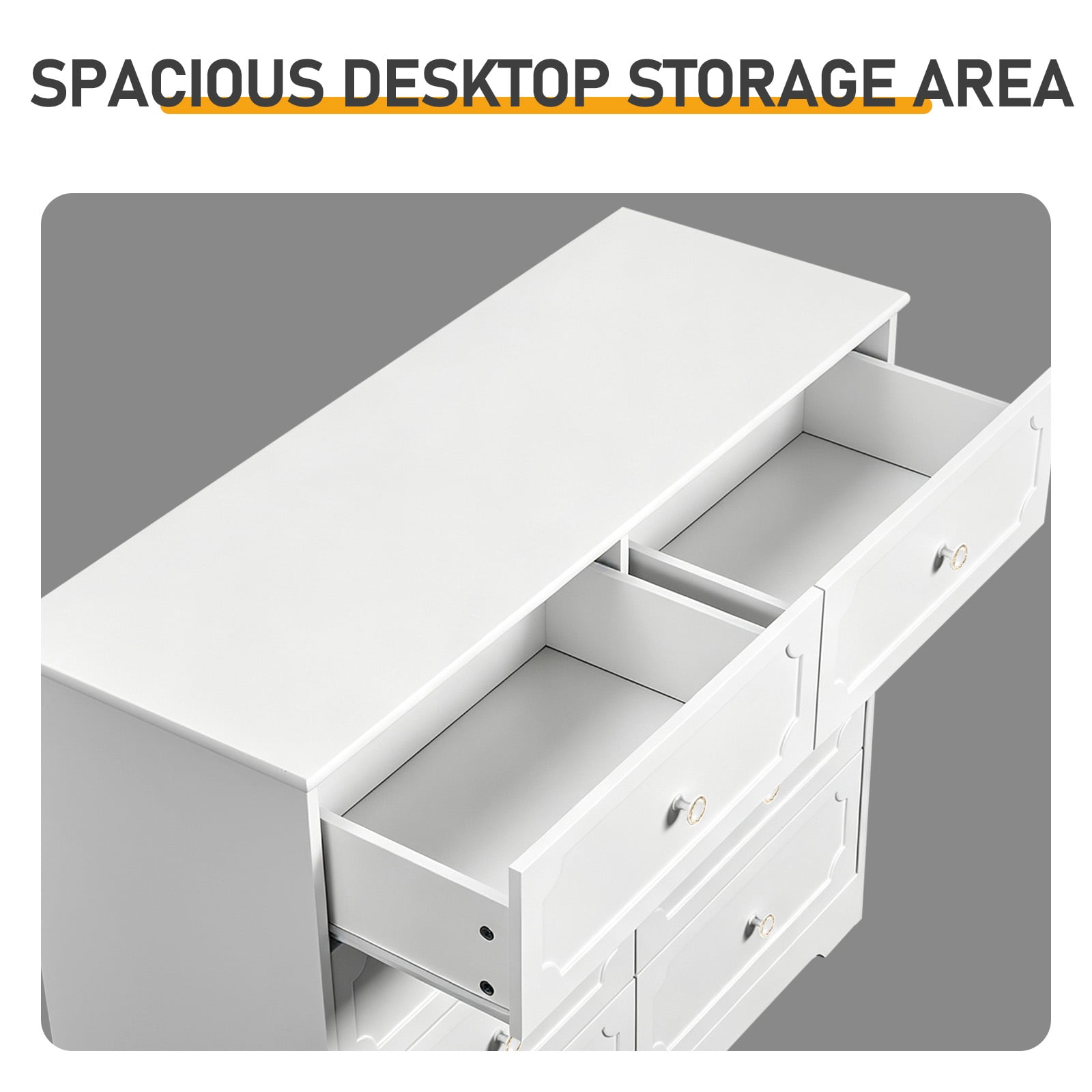 8-Drawer Painted Drawer Cabinet, White 41.34*14.96*35.43in