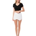 thumbnail image 3 of MixMatchy Women's Scoop Neck Button Down Ribbed Short Sleeve Crop Top & Cardigan, 3 of 6