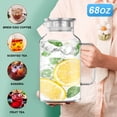 thumbnail image 2 of 68 oz Glass Pitcher with Lid and Spout, 2 Liter Glass Jugs with Handle for Fridge, Borosilicate Water Pitcher, Heat Resistant Carafes for Hot/Cold Drinks, Stainless Steel Filter Lids, Dishwasher Safe, 2 of 7