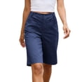 thumbnail image 6 of Taqqpue Bermuda Cargo Shorts for Women Casual Long Knee Length High Waisted Stretch Wide Leg Relaxed Fit Women Shorts Under 10, 6 of 10