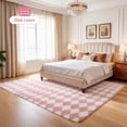 thumbnail image 3 of CozyDesg Large Rugs,5'x7' Soft Fluffy Shag Indoor Floor Carpet for Living Room Bedroom Dining Room Office Home Decor,Pink & White, 3 of 8