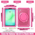 thumbnail image 4 of XYX For Samsung Galaxy Tab A9/ Tab A11 Case 8.7 inch, 360 Rotating Hand Grip, Shoulder Strap, Heavy Duty Drop Protection, Rose, 4 of 7