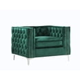 thumbnail image 2 of Chic Home Monet Velvet Modern Contemporary Button Tufted with Silver Nailhead Trim Silvertone Metal Y-leg Club Chair, Green, 2 of 2
