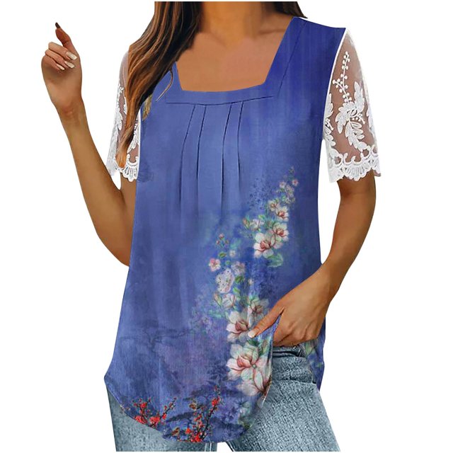 Birdeem Chemise Décontractée à Manches Courtes Imprimée pour Femmes