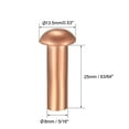 thumbnail image 2 of Uxcell 5/16" x 63/64" Round Head Copper Solid Rivets Fasteners Copper Tone 10 Pcs, 2 of 3