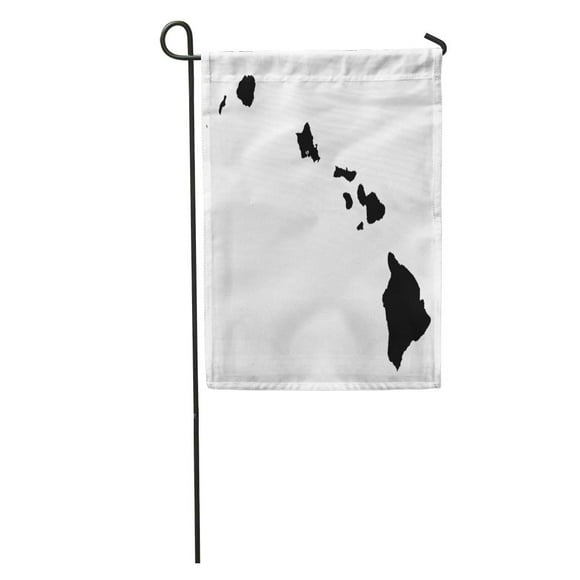 POGLIP Gray Island Highly Detailed Hawaii Silhouette Map Hawaiian Outline Oahu Garden Flag Decorative Flag House Banner 28x40 inch