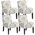 thumbnail image 1 of Gymax 4PCS Armless Accent Chair w/ Rubber Wood Legs Modern Vanity Chair for Bedroom Beige Floral, 1 of 9