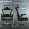 thumbnail image 2 of Big and Tall 600lbs Office Chair, High Back Mesh Desk Chair, Ergonomic Executive Computer Chair with Adjustable Lumbar Support Headrest 3D Flip Up Arms Heavy Duty Metal Base, Extra Wide Seat, Black, 2 of 8