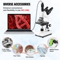 thumbnail image 5 of SKYSHALO Trinocular Compound Microscope, Magnification Range 40X-5000X with Dual-Layer Mechanical Stage, Connectivity Options, LED Light Source, and Included Microscope Slides, 5 of 9