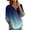 Dark Blue, variant on Ombre Gradient V-Neck Henley Tunic for Women - 3/4 Puff Sleeve Button Down Boho Blouse, Lightweight Loose Fit Summer Top Light Blue S