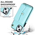 thumbnail image 6 of For iPhone 14 Plus RFID Blocking Protective Purse Wallet Case Magnetic Organ Style Flip Cover Multi-Card Slots Pocket With Detachable Shoulder Strap And Wrist Strap,Blue,For iPhone 14 Plus, 6 of 7