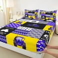 thumbnail image 3 of Manfei Cartoon Tractor Twin Sheet Sets,Rustic Farmhouse Cabin Twin Fitted Sheet,Purple Yellow Gray Patchwork Plaid Flat Sheet For Boys,Super Cozy Room Decor,3-Piece, 3 of 7
